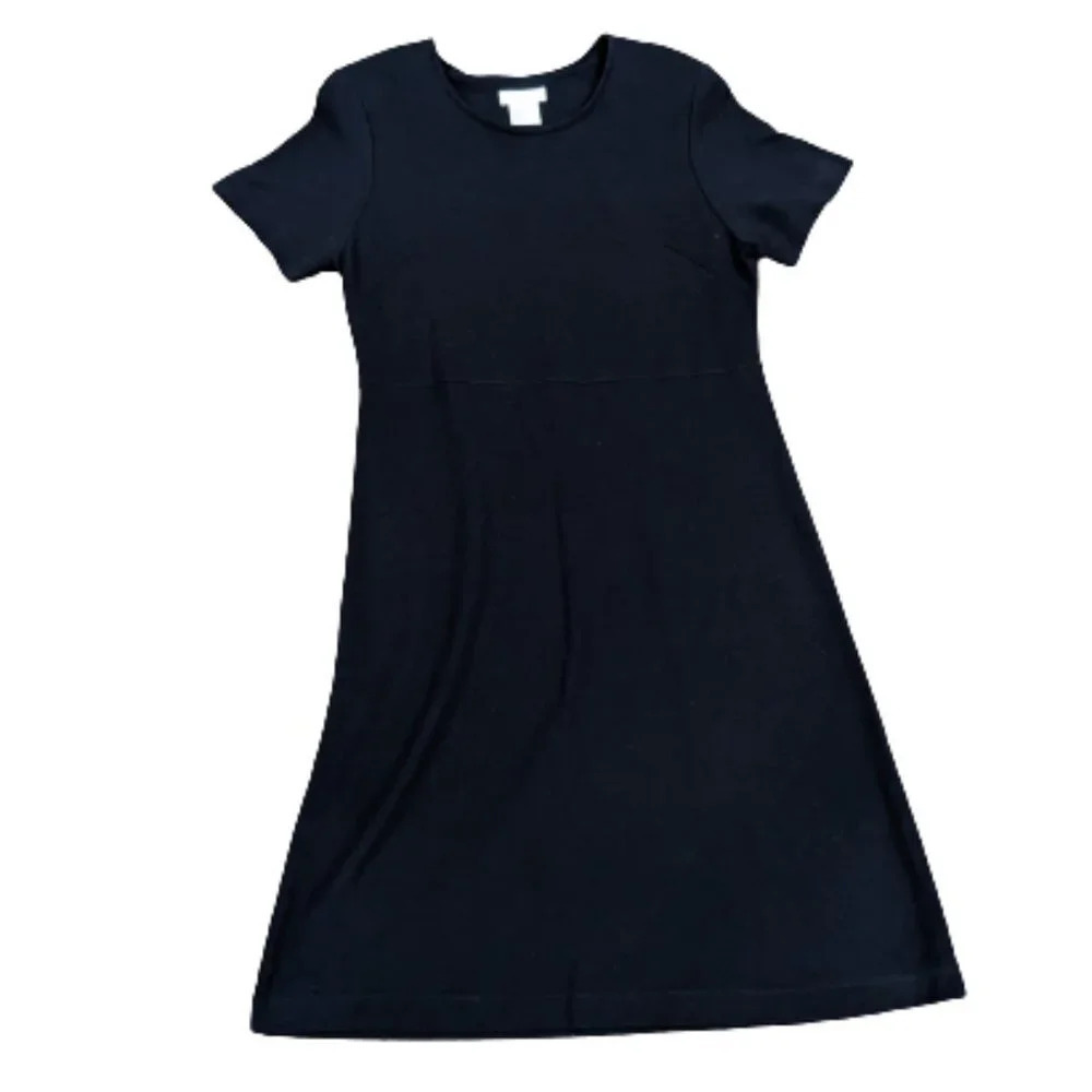 Talbots Tencel‎ Black Short Sleeve Pique Knit Dress Size Medium